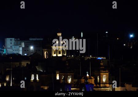 Verkündigungskirche, Blick auf Birgu-Vittoriosa von Valletta, Malta, Europa Stockfoto