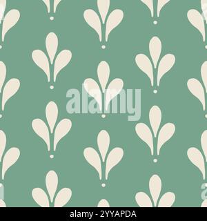 Nahtloses Vektormuster mit eleganten Fleur de Lis Blumen auf königlich grüner Textil Scrapbook Verpackung. Vektorabbildung Stock Vektor