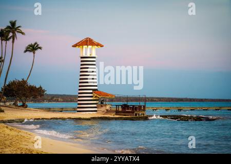 Türkisfarbener weißer Strand in der Dominikanischen Republik Stockfoto