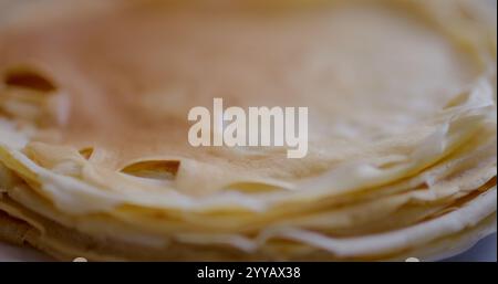 Makroaufnahme von frisch gebackenem Pfannkuchen Stockfoto