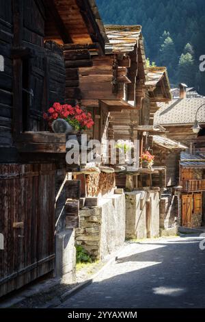 Gasse in Zermatt Village Schweiz Stockfoto