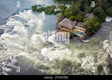 Luxushotel an den Nil-Fällen in Uganda Stockfoto