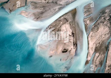Glacier River Aerial Von Oben Nach Unten Stockfoto