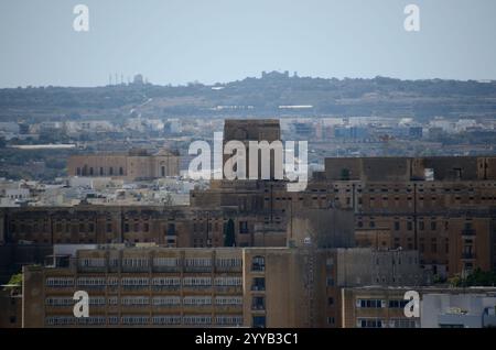 St. Luke's Hospital, Pietà Blick von St. Andrew Bastion, Valletta, Malta, Europa Stockfoto