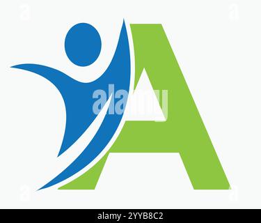 Initial Letter A Wellness Logo Konzept mit menschlichem Symbol für Healthcare Sign Vector Template Stock Vektor