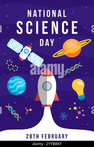 Vertikale Banner-Illustration des Nationalfeiertags in flachem Stil Stock Vektor