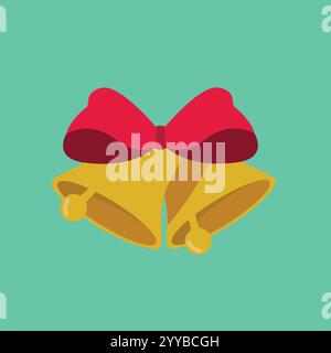 Vektor-Illustration von Weihnachtsglocken mit rotem Band isoliert auf weiß für Banner, Karten, Flyer, Social-Media-Hintergrundbilder usw. Stock Vektor