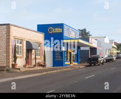 Geschäftsreihe entlang der Commercial Street in Kingscote, Kangaroo Island, Australien. Stockfoto