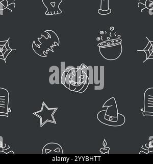 Nahtloses Halloween-Muster. Doodle Halloween Hintergrund Stock Vektor
