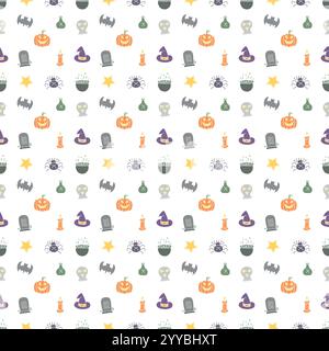 Nahtloses Halloween-Muster. Doodle Halloween Hintergrund Stock Vektor