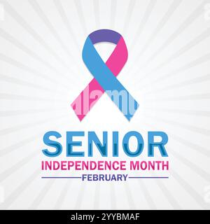 Senior Unabhängigkeitsmonat. Februar. Urlaubskonzept. Vorlage für Hintergrund, Banner, Karte, Poster mit Textbeschriftung. Vektorabbildung Stock Vektor