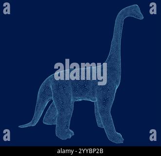 brachiosaurus Drahtmodell. 3D. Vektorabbildung Stock Vektor
