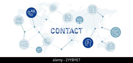 Kontaktsymbol Gliederung Einstellen des Kundendienstes Kommunikation Support Hilfe Call Center Betreiber Design Sammlung Web-Header Hintergrund Stock Vektor