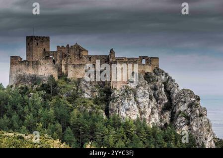 Mittelalterliche Burg Loarre, 11. Jahrhundert. Huesca, Aragon, Spanien Stockfoto