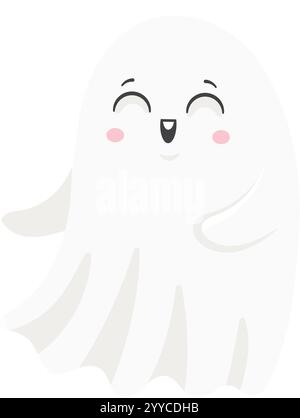 Bezaubernde Zeichentrickgespenster, die fröhlich schweben, versprühen Glück, ideal für Halloween-Partyeinladungen, festliche Dekorationen und verspielte gruselige Designs Stock Vektor
