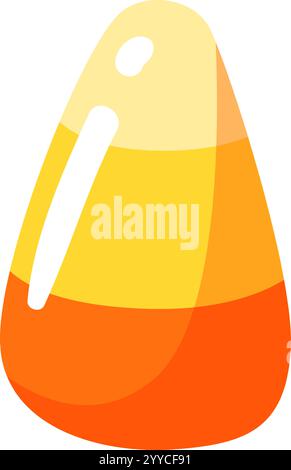 Einzelner Zuckermais mit traditionellen Halloween-Farben in Gelb, Orange und weiß ist isoliert auf einem weißen Hintergrund, was eine süße Freude darstellt Stock Vektor