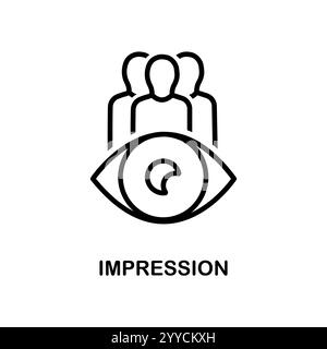 Auge und Gruppe von Menschen. Machen Sie einen Eindruck. Lineares Vektorsymbol isoliert auf weißem Hintergrund. Stock Vektor