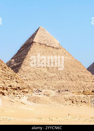 Pyramide von Khafre in Ägypten an einem sonnigen Nachmittag - Nahaufnahme Stockfoto