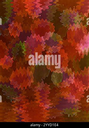 Red Delight Fantasy, abstrakt mit überlappenden Farbtönen in Aquarellen. Die Dabbing-Technik in der Nähe der Kanten sorgt aufgrund des veränderten Effekts für einen weichen Fokus Stockfoto