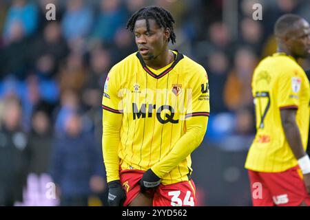 Turf Moor, Burnley, Lancashire, Großbritannien. Dezember 2024. EFL Championship Football, Burnley gegen Watford; Kwadwo Baah von Watford Credit: Action Plus Sports/Alamy Live News Stockfoto