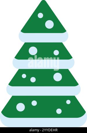 Minimalistische Illustration mit einem Weihnachtsbaum mit hellblauen Dekorationen und Schnee, perfekt für Weihnachten und Winterferien Stock Vektor