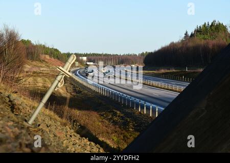 Skånes-Fagerhult, Skåne, Schweden. Dezember 2024. Autobahn E4. Stockfoto