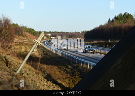 Skånes-Fagerhult, Skåne, Schweden. Dezember 2024. Autobahn E4. Stockfoto