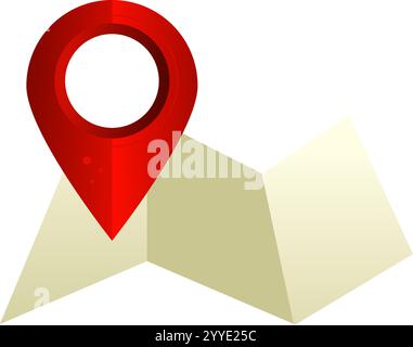 Roter Kartenzeiger, Kartenstift 3D Stock Vektor