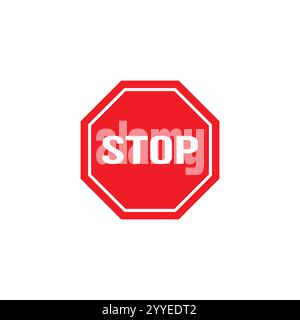 Vektorillustration für rotes Stoppschild an der Wand Stock Vektor