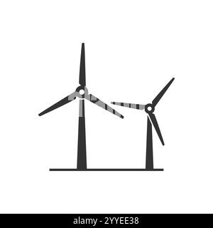 Symbol für Windenergie. Einfacher Volumenkörper. Mühle, Silhouette, Bauernhof, Piktogramm, Rad, Energie, Technologie, Turm, Energie, alternatives Konzept. Vektor krank Stock Vektor