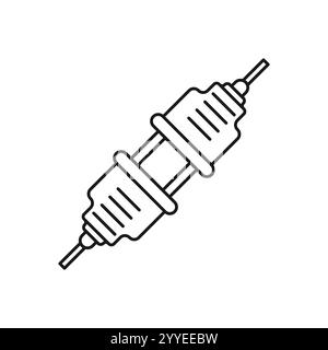Schalter ein, Leitungs-Symbol für elektrischen Steckverbinder. Schalter ein, flaches Vektorsymbol des elektrischen Steckverbinders, Schild, Umrissdarstellung. Stock Vektor