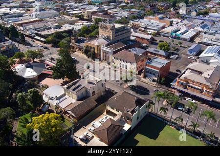 Luftpanorama der Molesworth Street Lismore Northern Rivers New South Wales Australien Stockfoto