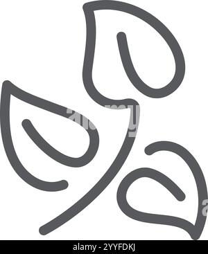Handgezeichnete Illustration mit einfachen grauen Blättern, die anmutig auf einem schlanken Stamm wachsen und das Wesen der Natur, des Wachstums und des minimalistischen Be einfangen Stock Vektor