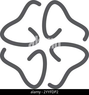 Handgezeichnete Illustration mit einem vierblättrigen Kleeblatt, das Glück, Glück und Wohlstand darstellt, vor einem sauberen, weißen Hintergrund für eine Minute Stock Vektor