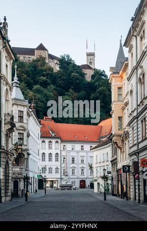 Ljubljana, Slowenien - 14. August 2024: Wunderschönes und charmantes Stadtzentrum von Ljubljana, der Hauptstadt Sloweniens Stockfoto