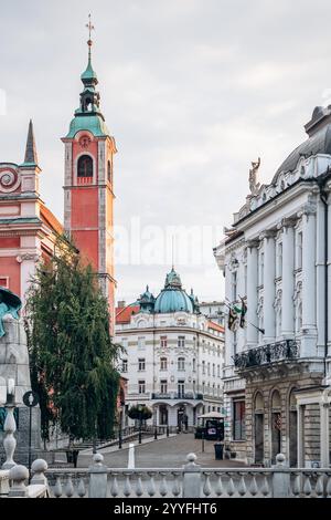 Ljubljana, Slowenien - 14. August 2024: Wunderschönes und charmantes Stadtzentrum von Ljubljana, der Hauptstadt Sloweniens Stockfoto