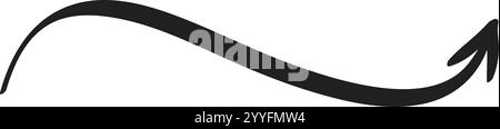 Einfacher, schwarzer, handgezeichneter Pfeil, der nach oben geschwungen ist und Konzepte wie Wachstum, Fortschritt und positive Veränderung repräsentiert, ideal für visuelle Kommunikation Stock Vektor