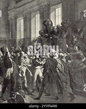le général Bonaparte, Coup d'Etat du 18 Brumaire an VIII organisé par Emmanuel-Joseph Sieyès avec l'aide décisive de Lucien Bonaparte Stockfoto