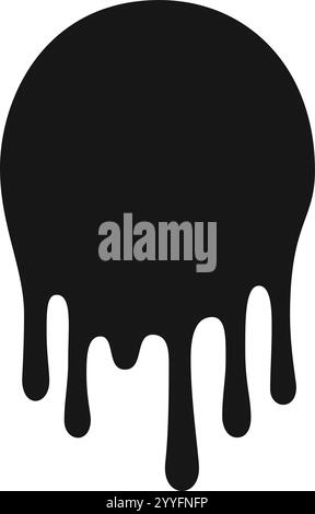 Aktuelle schwarze Farbströme fließen aus einem Kreis hinunter und erzeugen ein visuell eindrucksvolles Bild von Fließfähigkeit und Bewegung, das an Tinte oder Öl erinnert Stock Vektor