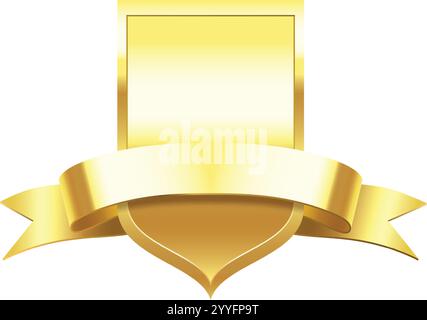 Goldenes Schild und Band umschließen sich und schaffen ein luxuriöses und elegantes Design, perfekt für Qualität, Prestige oder preisgekrönte Stock Vektor