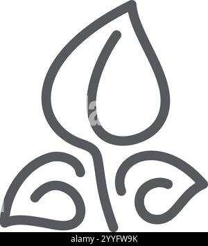 Minimalistische Strichkunst-Illustration mit einem stilisierten Sprossen mit drei Blättern, die Wachstum, Natur und Neuanfang symbolisieren, geeignet für Öko Stock Vektor