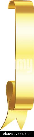 Vertikales goldenes Banner mit gefaltetem Ende und zwei Schwänzen, das ein luxuriöses und elegantes Designelement schafft, perfekt für Auszeichnungen, Einladungen oder Stock Vektor