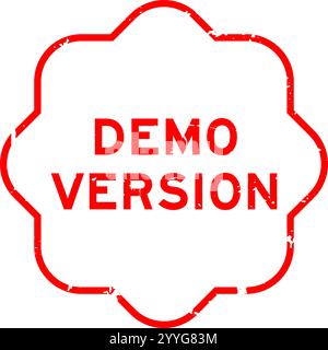 Grunge Red Demoversion Wort Gummidichtung Stempel auf weißem Hintergrund Stock Vektor