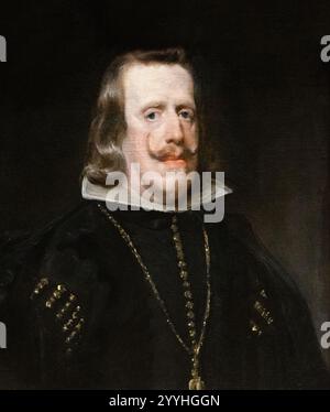 Diego Velazquez; Philipp IV. Von Spanien, 1656 im Alter von etwa 50 Jahren; Diego Velazquez Gemälde; spanisches Goldenes Zeitalter; Porträt eines Mannes aus dem 17. Jahrhundert. Öl auf Leinwand. Stockfoto