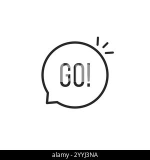 Dünne Linie GO Sprechblase wie Action Stock Vektor