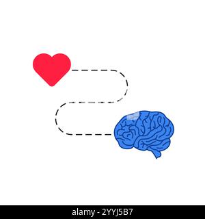 Einfacher Weg vom Herzen zum linearen Gehirn Stock Vektor