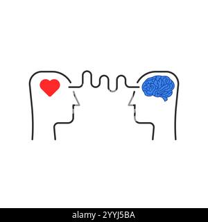 Verbindung von Geist und Herz mit Kopf Stock Vektor