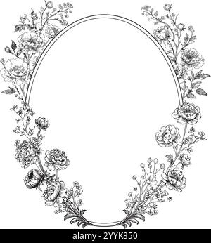 Hochzeitseinladung mit elegantem Rahmen und barockem Rand Stock Vektor