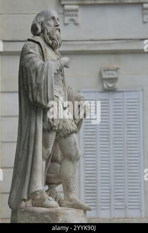 Denkmal für Michel de Nostradamus, Skulptur, Stein, Salon-de-Provence, Bouches-du-Rhone, Provence, Frankreich, Europa Stockfoto