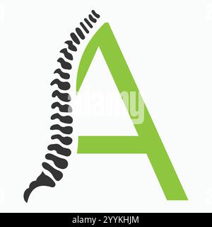 Initial Letter A Spine Logo Konzept für Chiropraktik Logo Design, medizinische Physiotherapie Symbol Stock Vektor